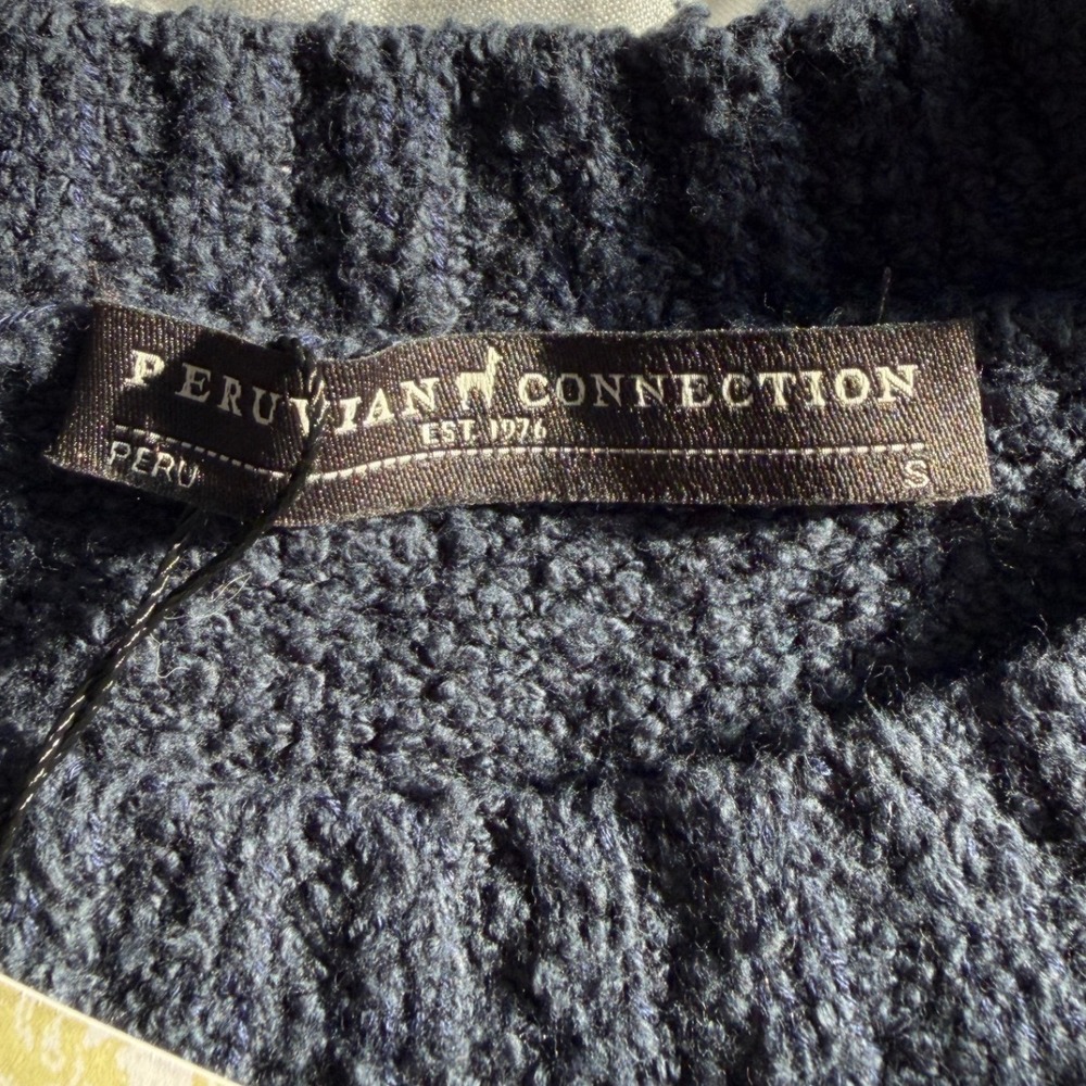 Peruvian Connection Lucca Dress Navy Pima Cotton Boucle Maxi Sweater Dress S - Picture 7 of 8